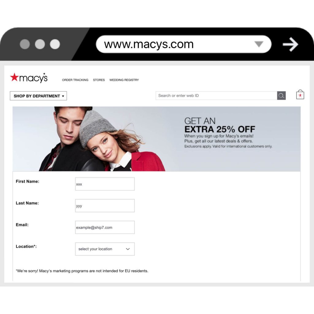 Create account and shop from Macy's