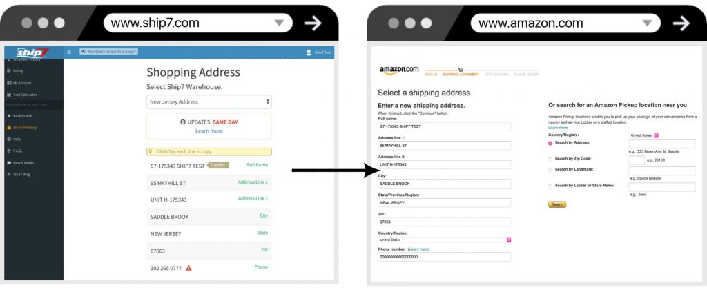 Shop from Amazon with Ship7