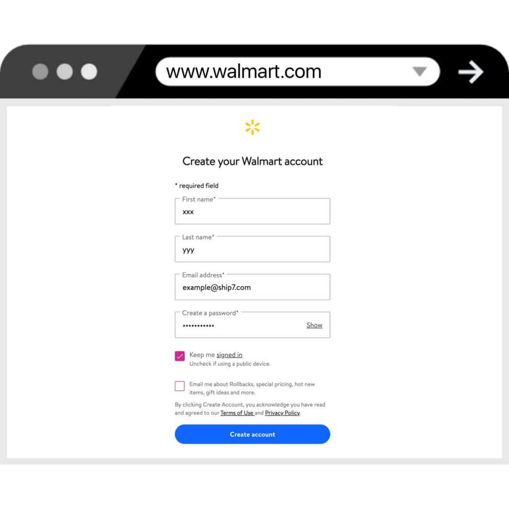 Sign up and Shop from Walmart