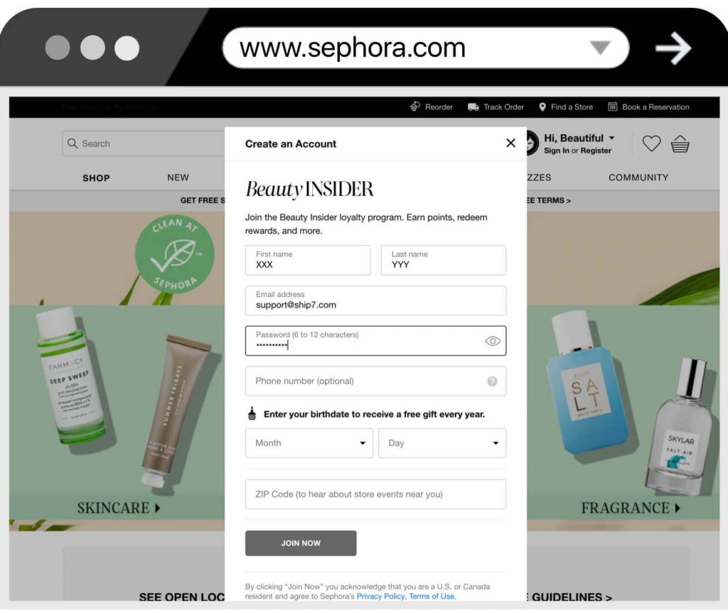 Sign in Sephora